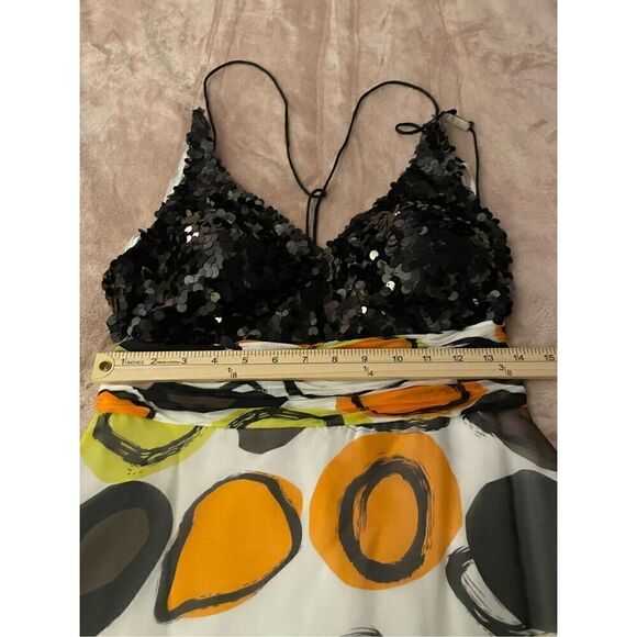 Tony Bowls Dress Size 6 Silk Maxi Y2K Fairy Sequin Beaded Colorful Whimsical 90’ - Picture 4 of 13